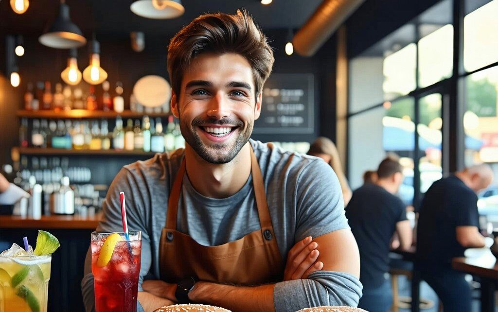 Smiles Efficient Service bigger in Restaurant bar