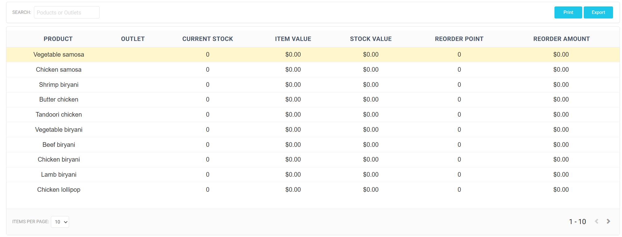 CaPOS Receive Stock form for real-time inventory tracking