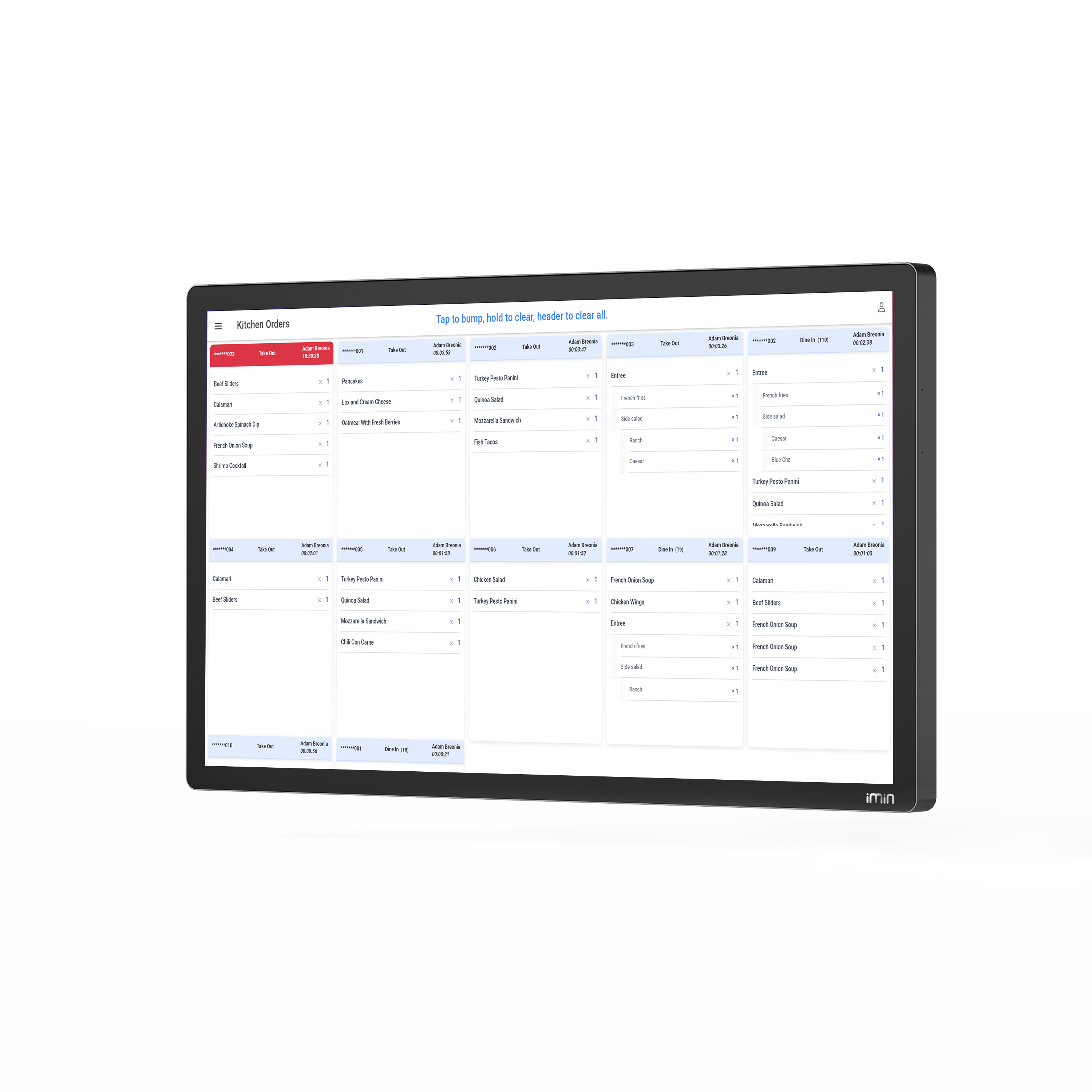 CaPOS Kitchen Display System screen with live orders