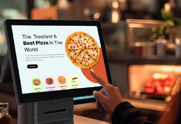 Pizza POS with topping modifiers and labels
