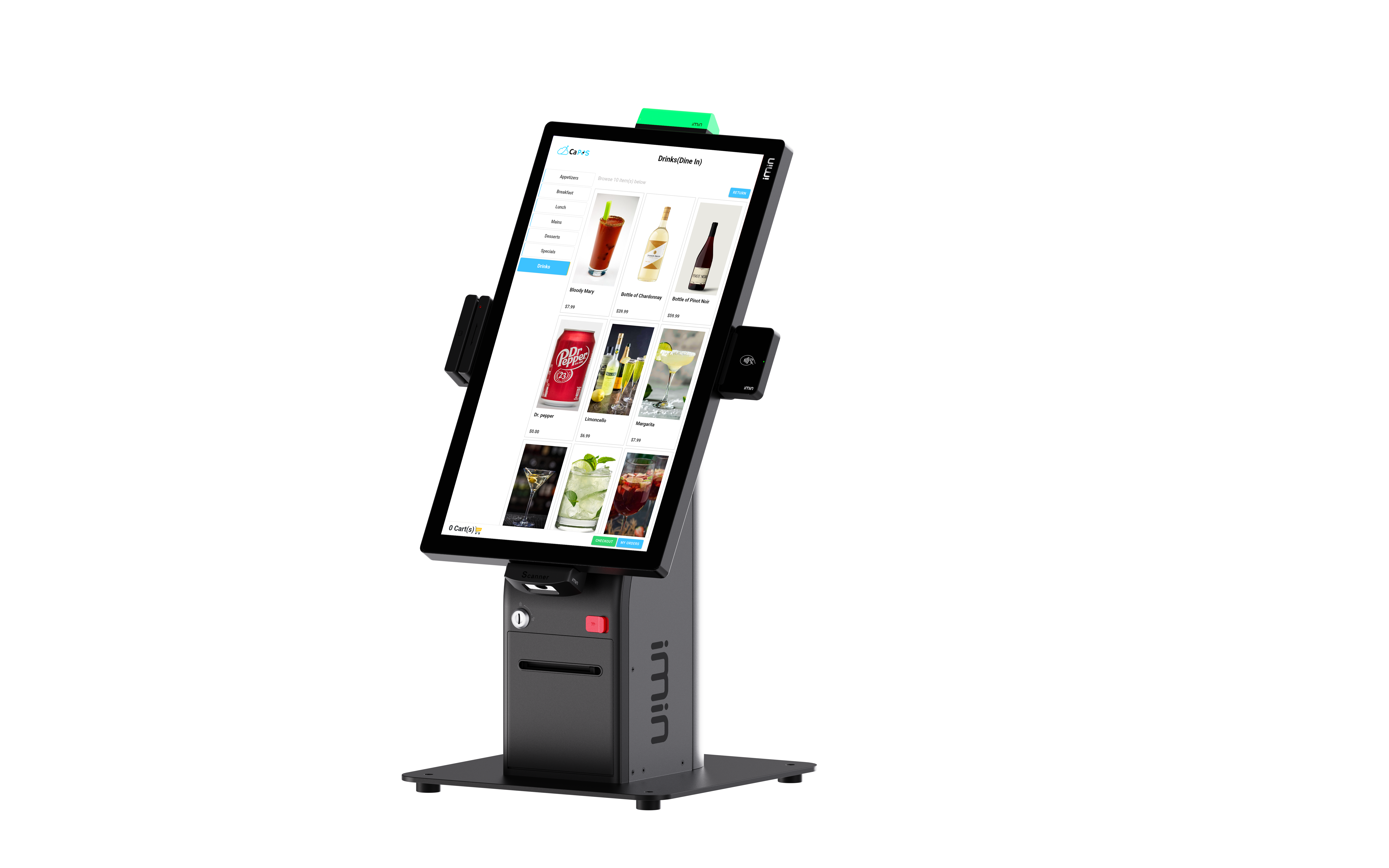 CaPOS self-ordering kiosk in restaurant